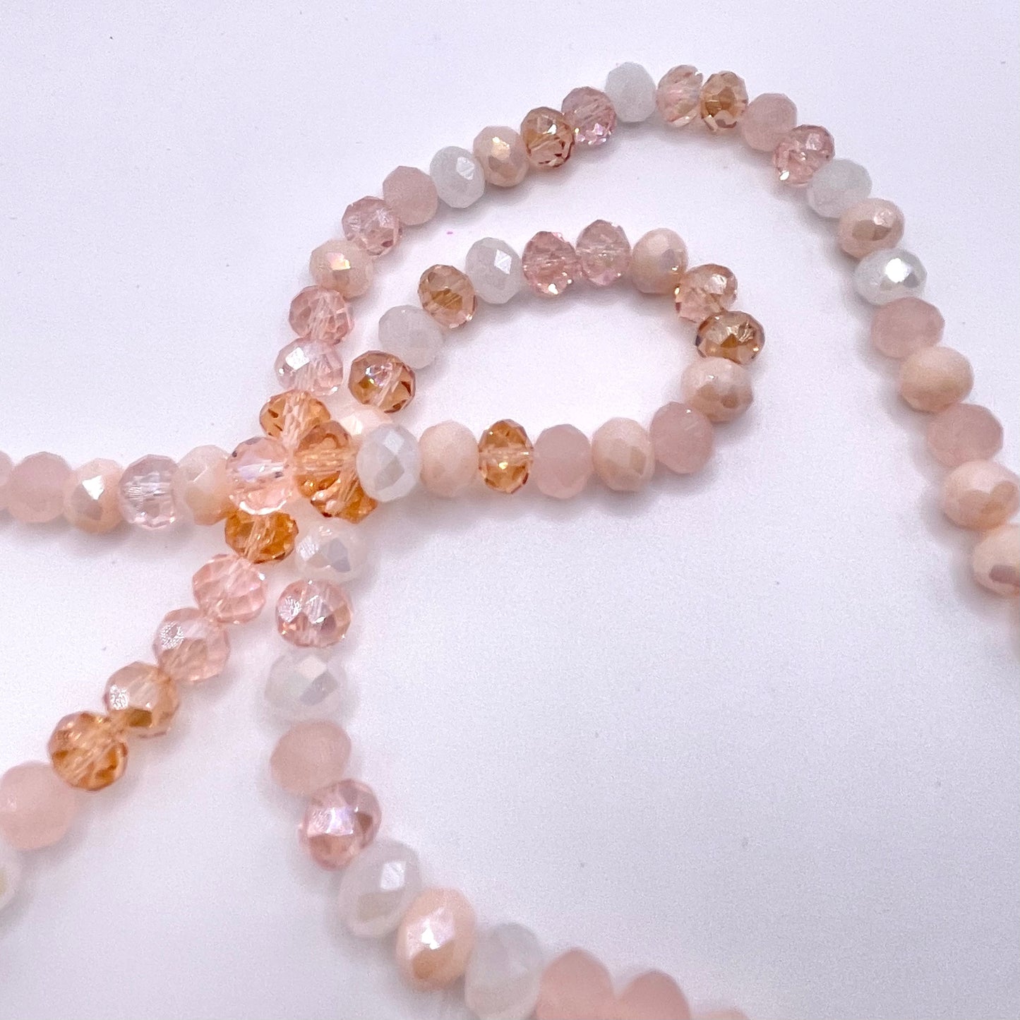 Rose & White Shades Glass Rondelle Beads 4mm 6mm 8mm