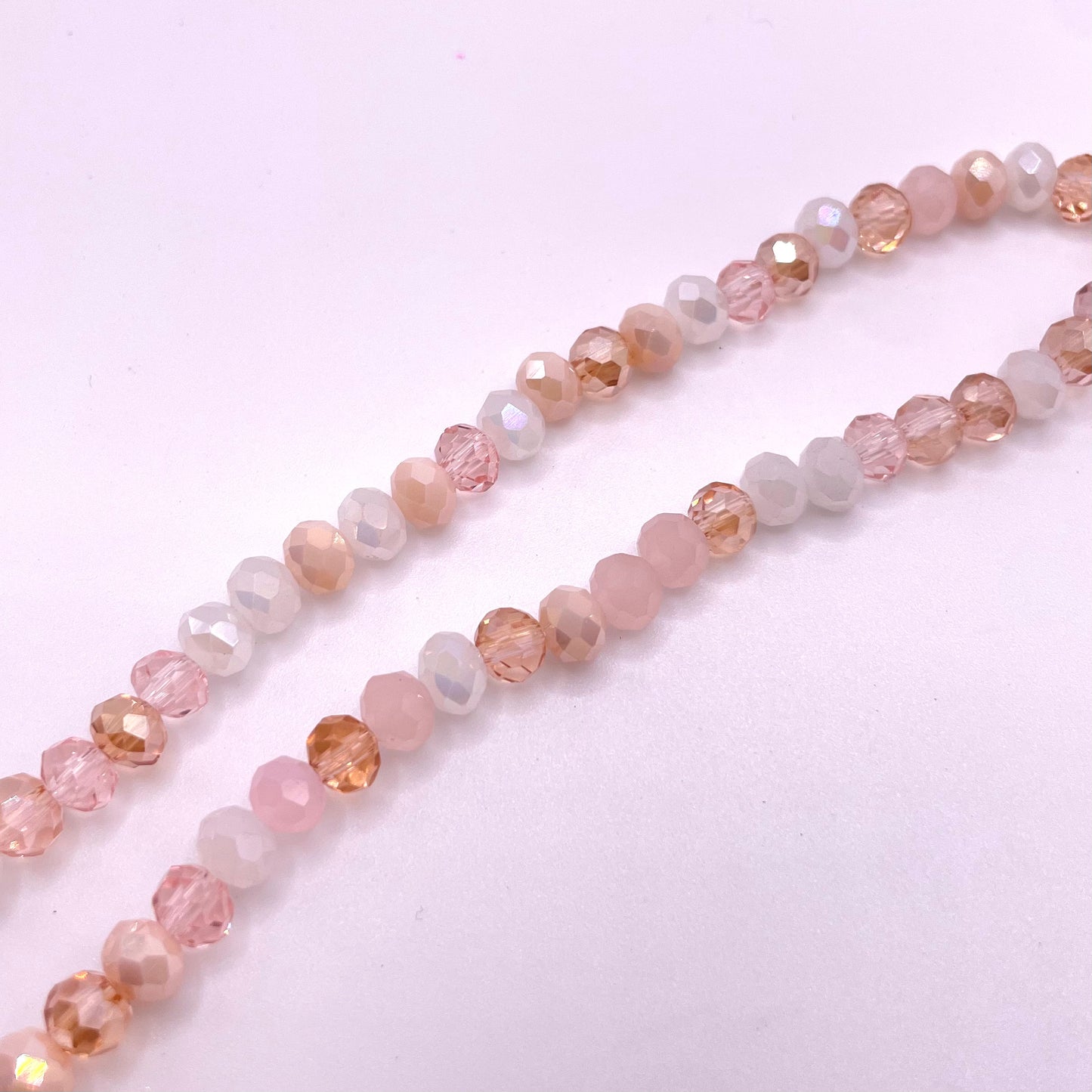 Rose & White Shades Glass Rondelle Beads 4mm 6mm 8mm