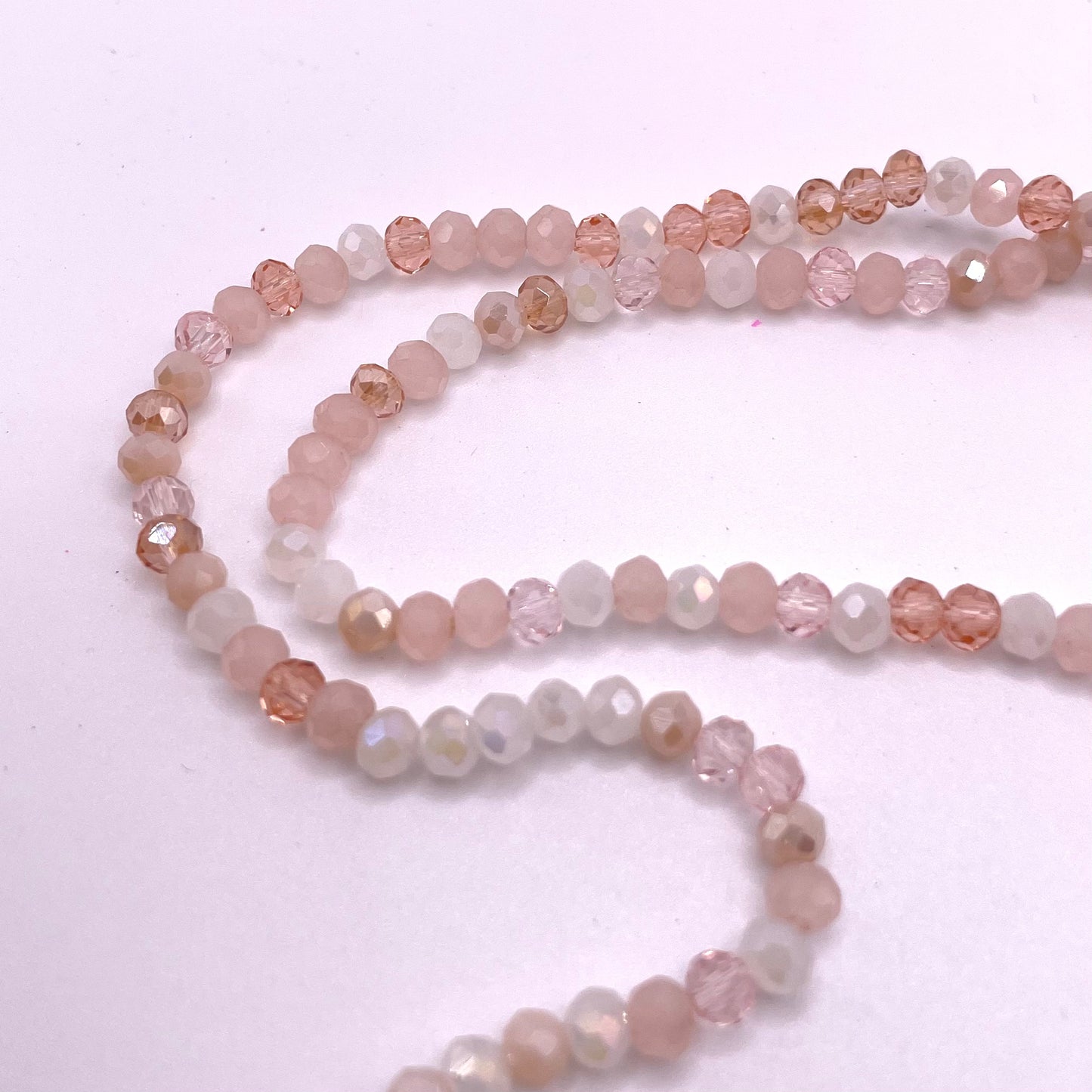 Rose & White Shades Glass Rondelle Beads 4mm 6mm 8mm