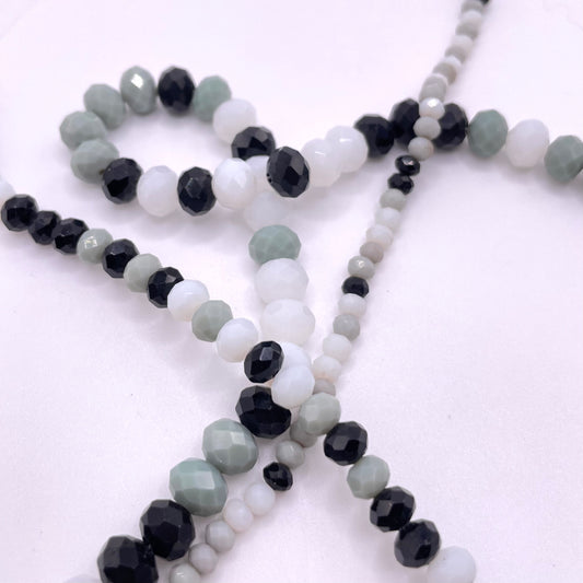 Black White & Grey Mixed Colors Glass Rondelle Beads 4mm 6mm 8mm