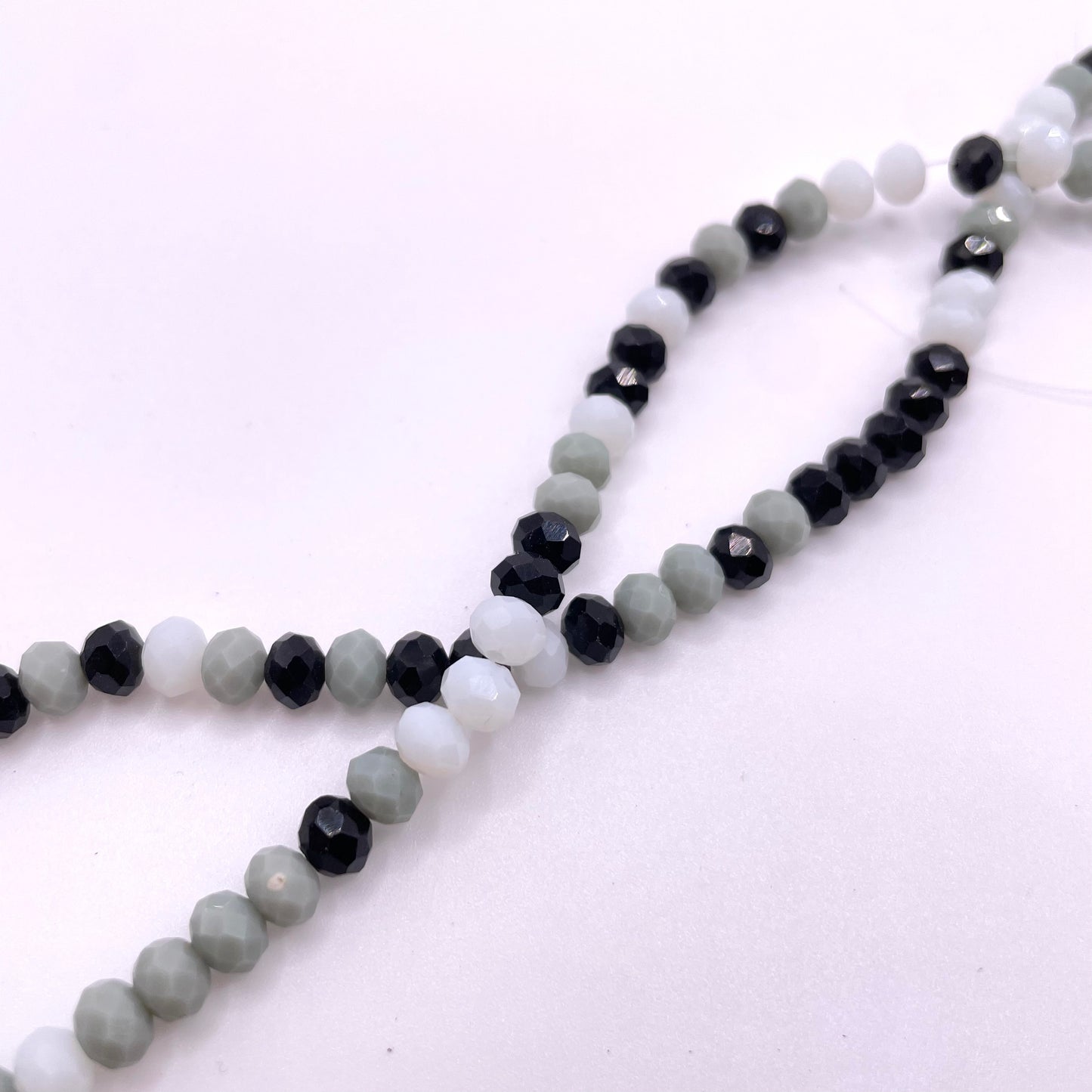 Black White & Grey Mixed Colors Glass Rondelle Beads 4mm 6mm 8mm