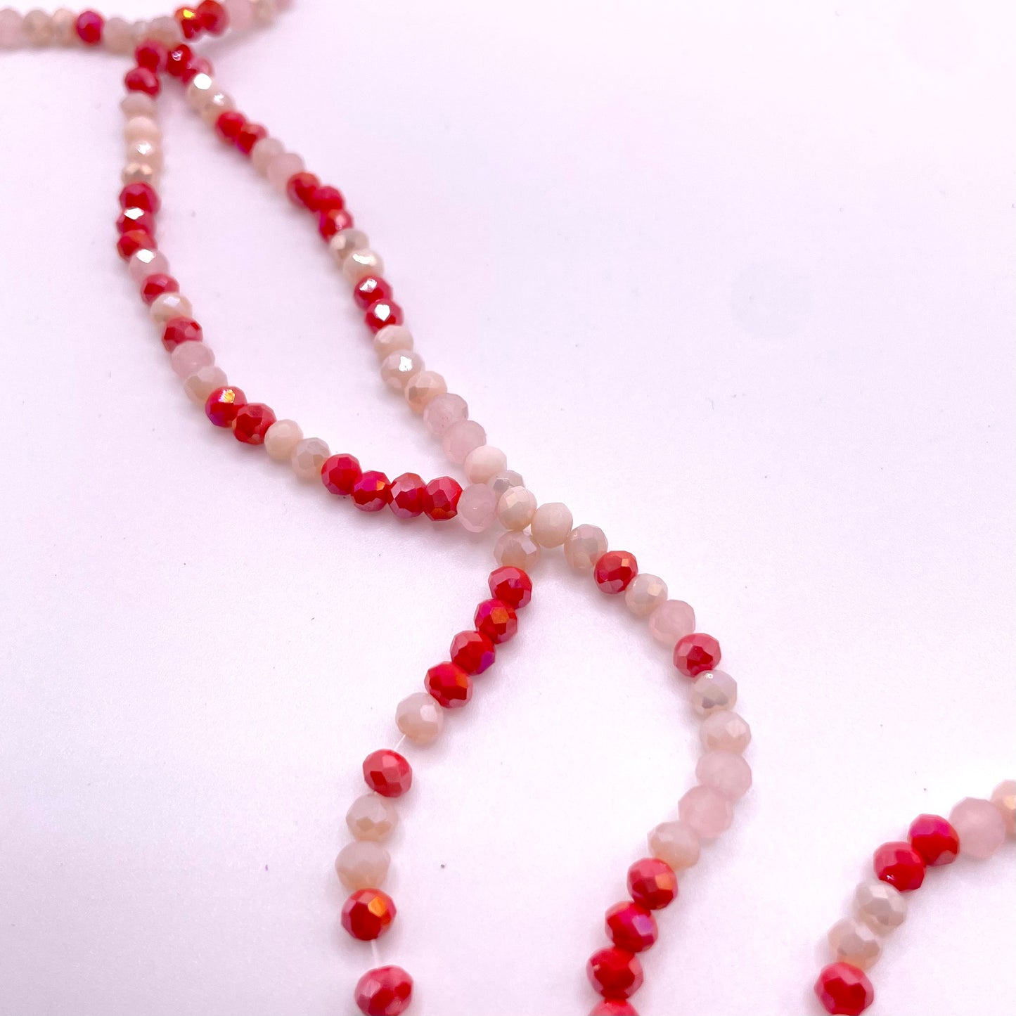 Red & White Shades Glass Rondelle Beads 4mm 6mm 8mm