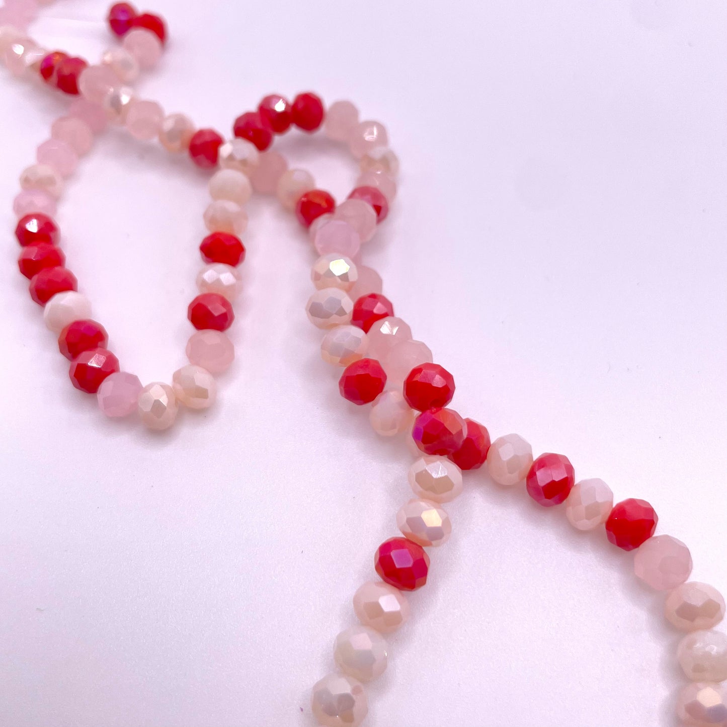 Red & White Shades Glass Rondelle Beads 4mm 6mm 8mm