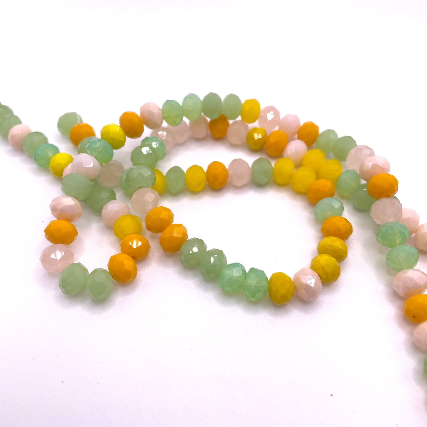 Yellow Green & Orange Shades Glass Rondelle Beads 4mm 6mm 8mm