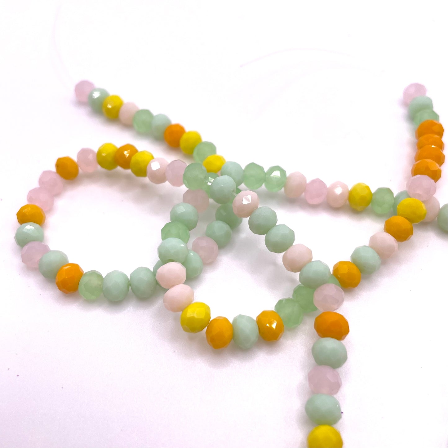 Yellow Green & Orange Shades Glass Rondelle Beads 4mm 6mm 8mm