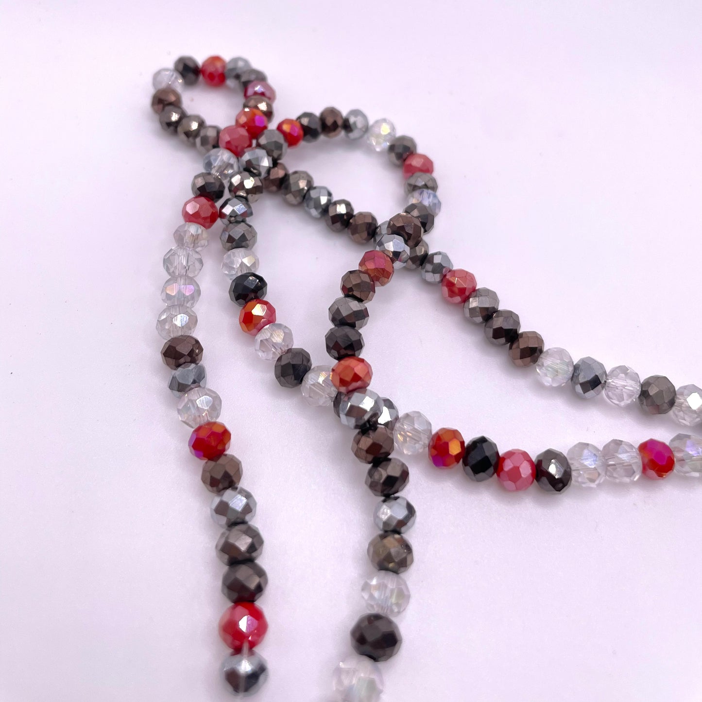 Red Brown & Grey Glass Rondelle Beads 4mm 6mm 8mm