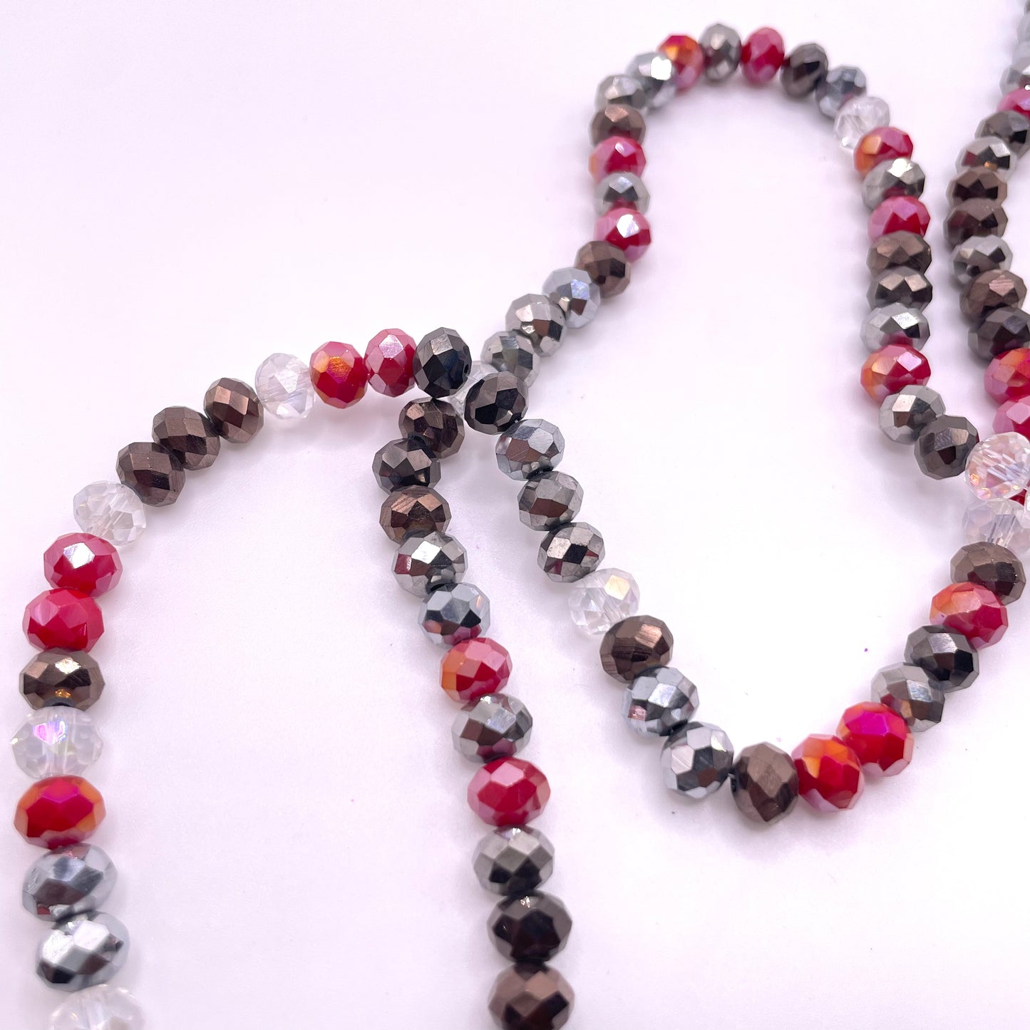 Red Brown & Grey Glass Rondelle Beads 4mm 6mm 8mm