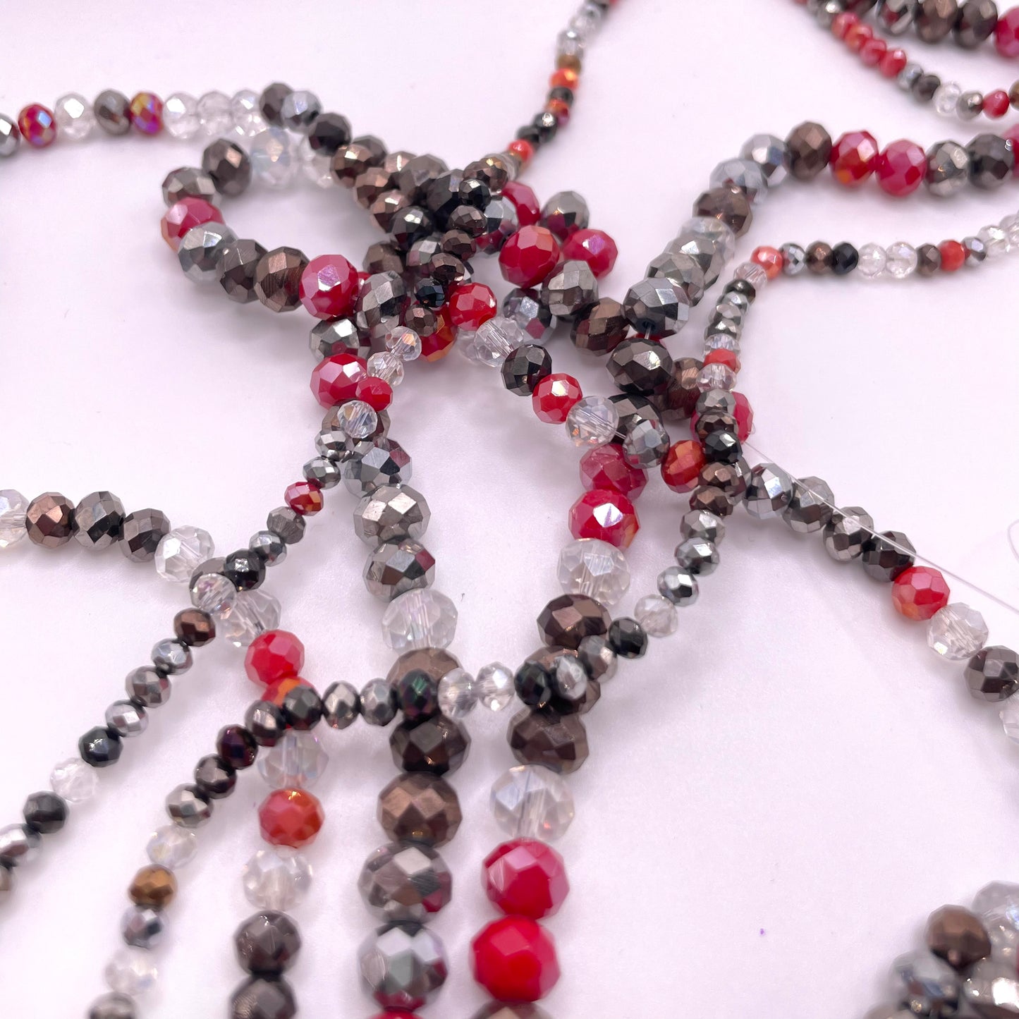 Red Brown & Grey Glass Rondelle Beads 4mm 6mm 8mm