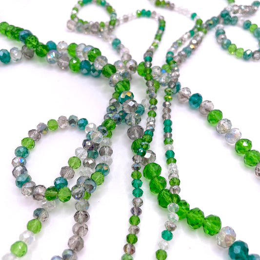 Clear Green & Grey Shades Glass Rondelle Beads 4mm 6mm 8mm