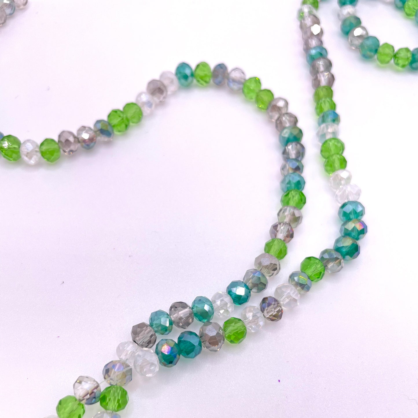 Clear Green & Grey Shades Glass Rondelle Beads 4mm 6mm 8mm