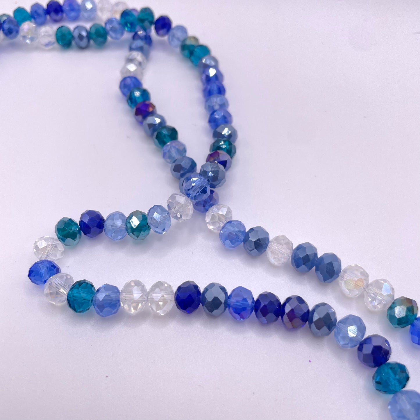 Clear Shades of Blue  Glass Rondelle Beads 4mm 6mm 8mm