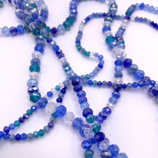 Clear Shades of Blue  Glass Rondelle Beads 4mm 6mm 8mm