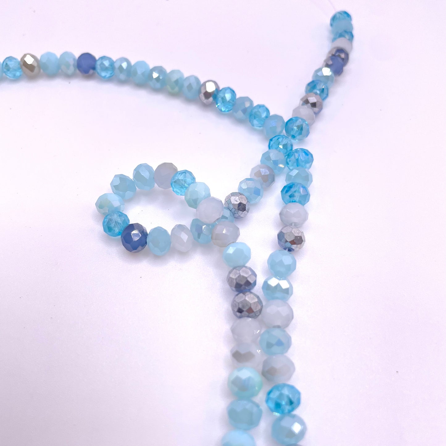 Shades of of Sky Blue Glass Rondelle Beads 4mm 6mm 8mm