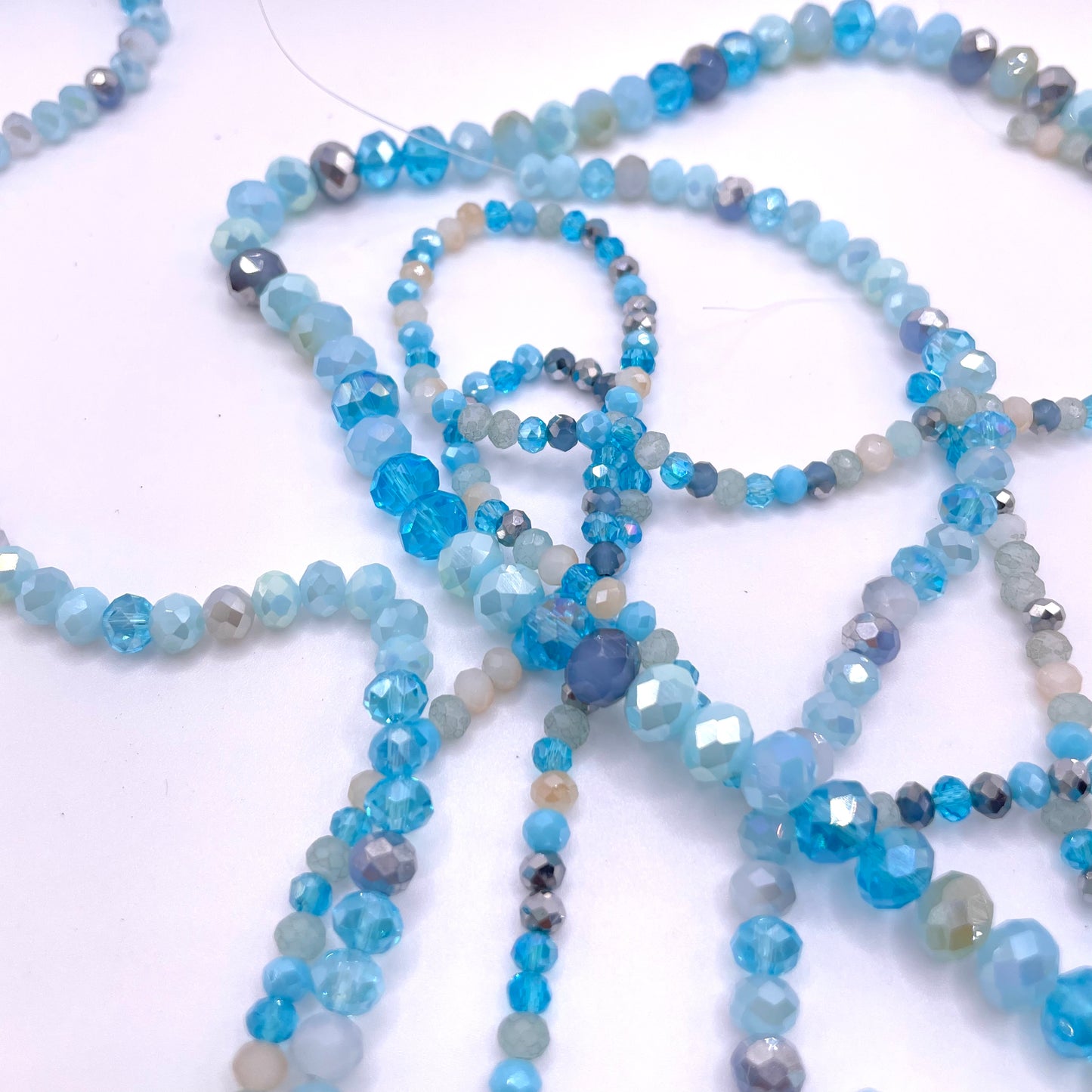 Shades of of Sky Blue Glass Rondelle Beads 4mm 6mm 8mm