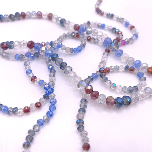 Shades of of Blue & Grey Glass Rondelle Beads 4mm 6mm