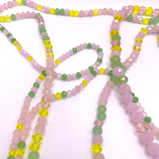 Pink Yellow & Green Glass Rondelle Beads 4mm 6mm 8mm