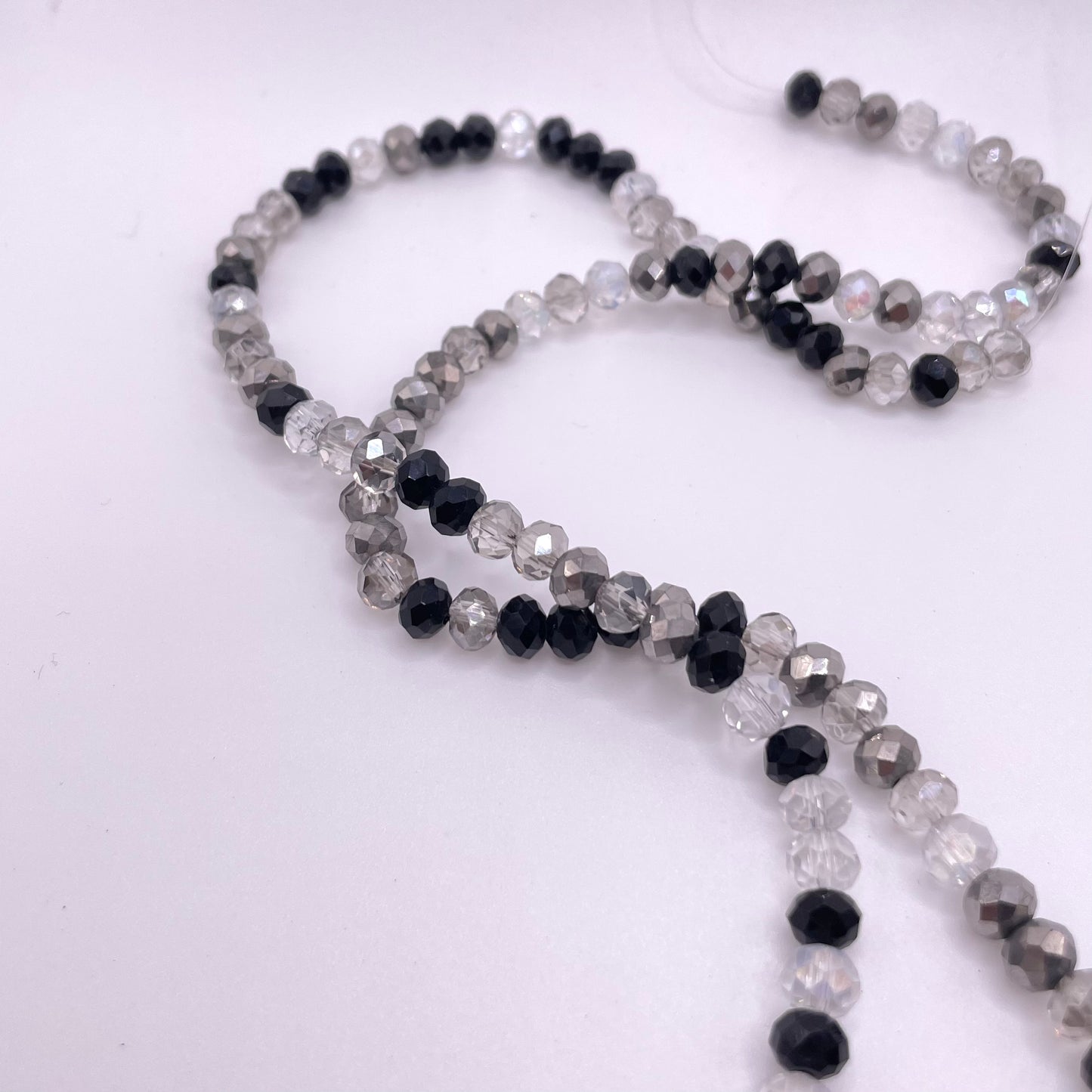 Clear Black & White Glass Rondelle Beads 4mm 6mm 8mm