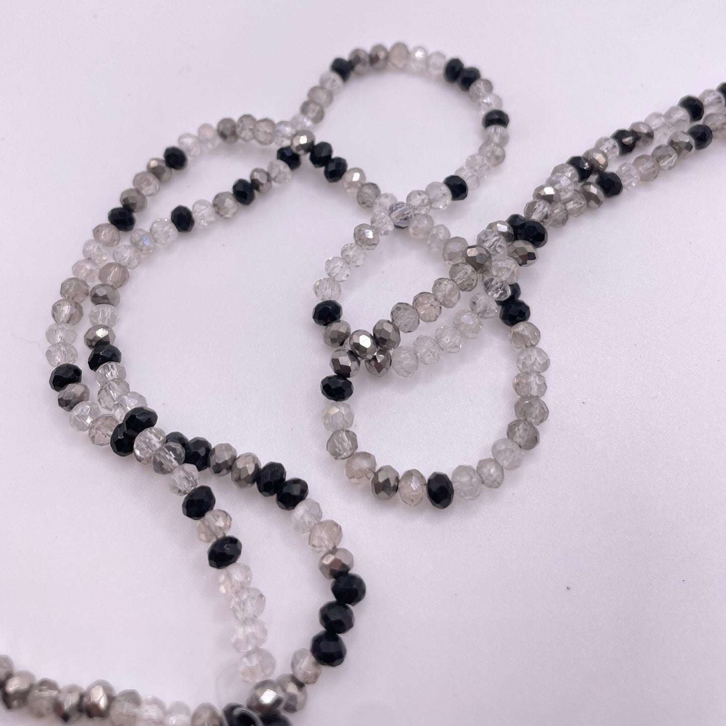 Clear Black & White Glass Rondelle Beads 4mm 6mm 8mm