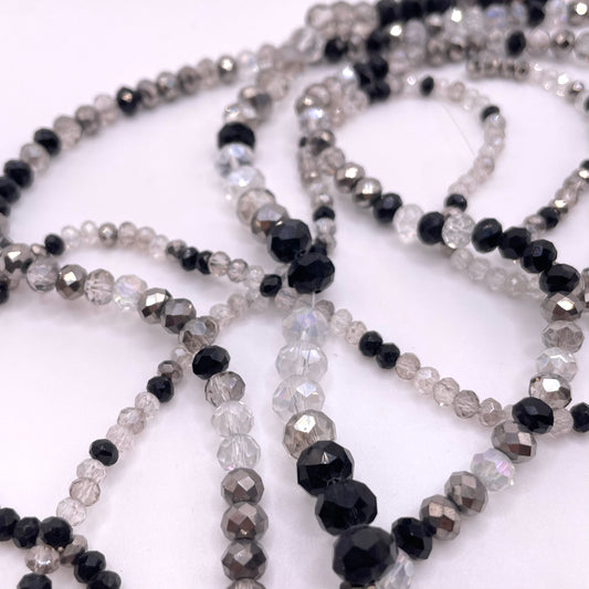 Clear Black & White Glass Rondelle Beads 4mm 6mm 8mm