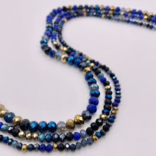 Blue Black & Gold Glass Rondelle Beads 3mm 4mm 6mm