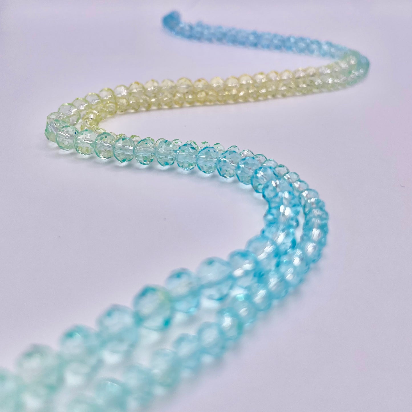 Yellow Blue & Green Ombre Effect Glass Rondelle Beads 4mm 6mm 8mm