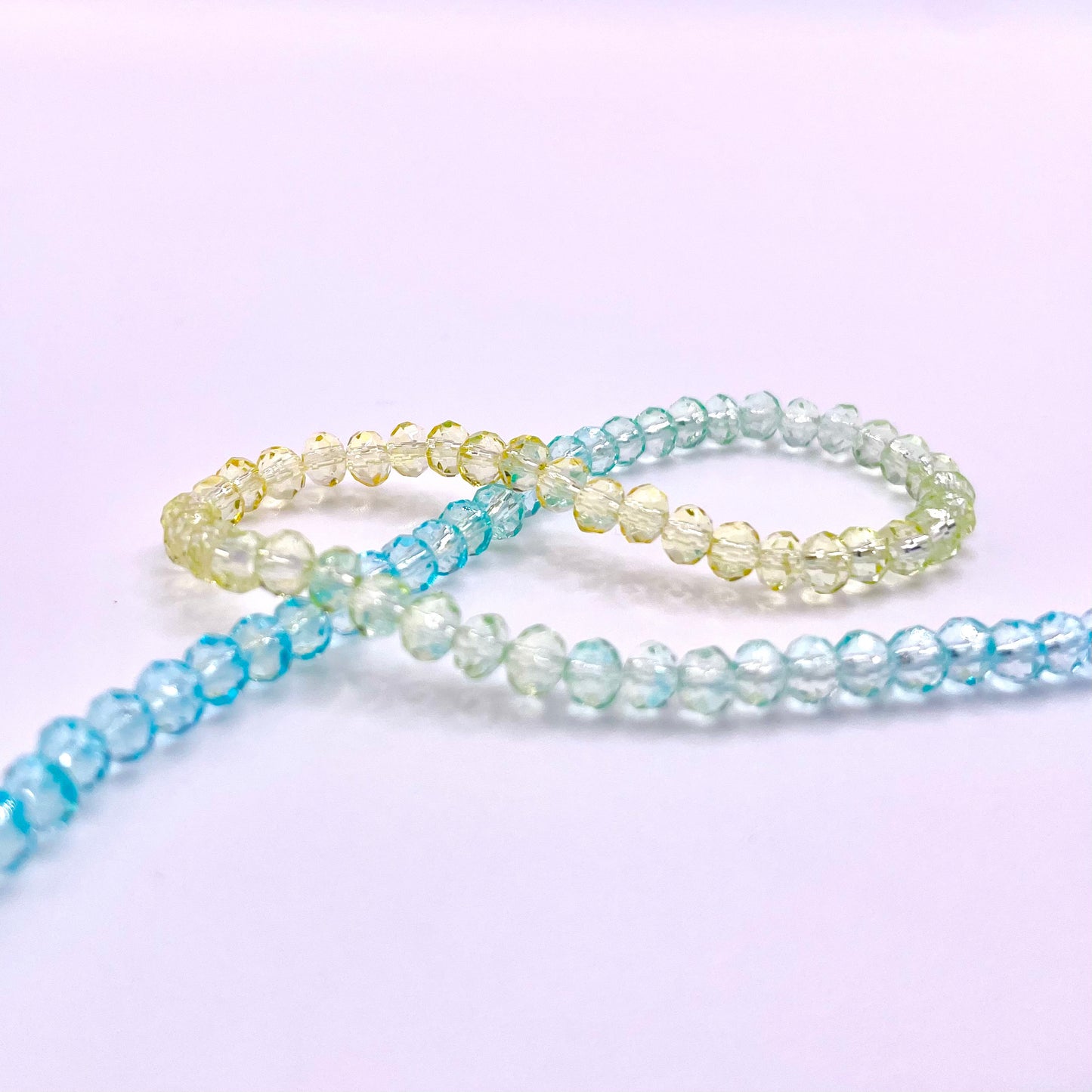 Yellow Blue & Green Ombre Effect Glass Rondelle Beads 4mm 6mm 8mm