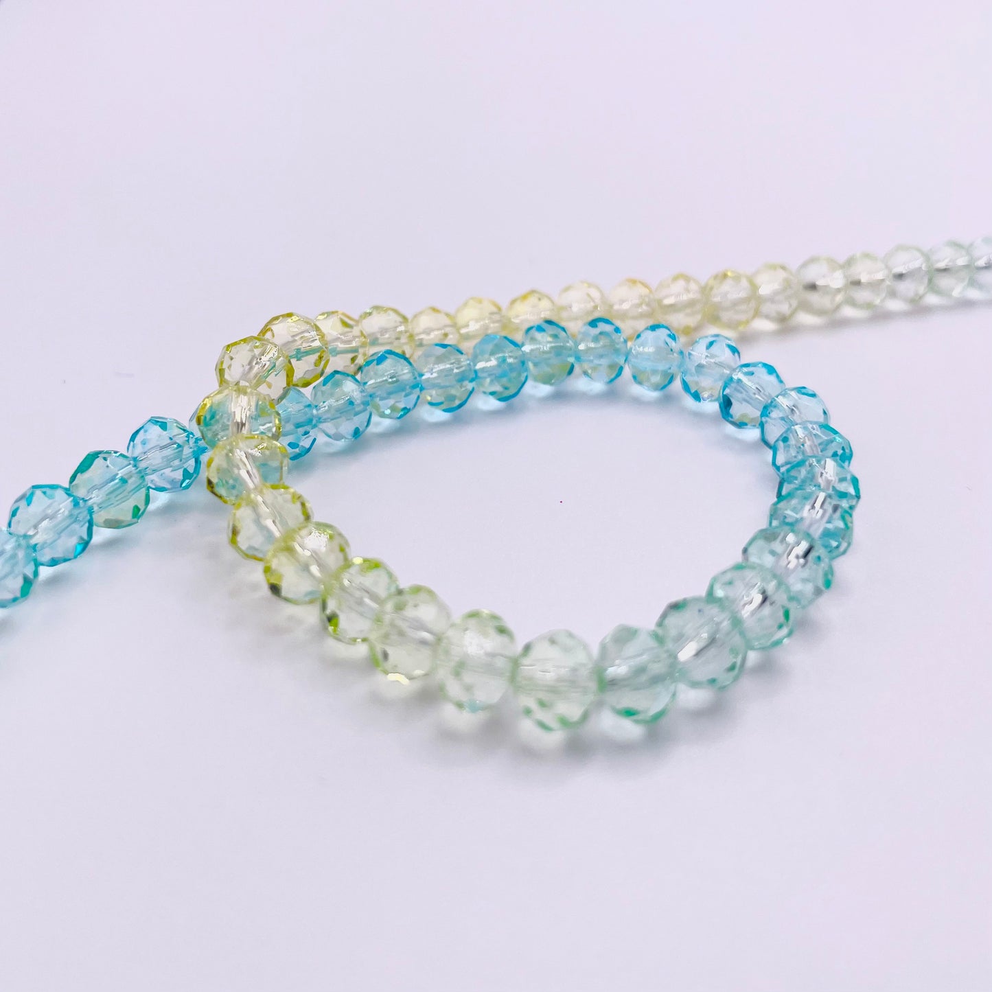 Yellow Blue & Green Ombre Effect Glass Rondelle Beads 4mm 6mm 8mm