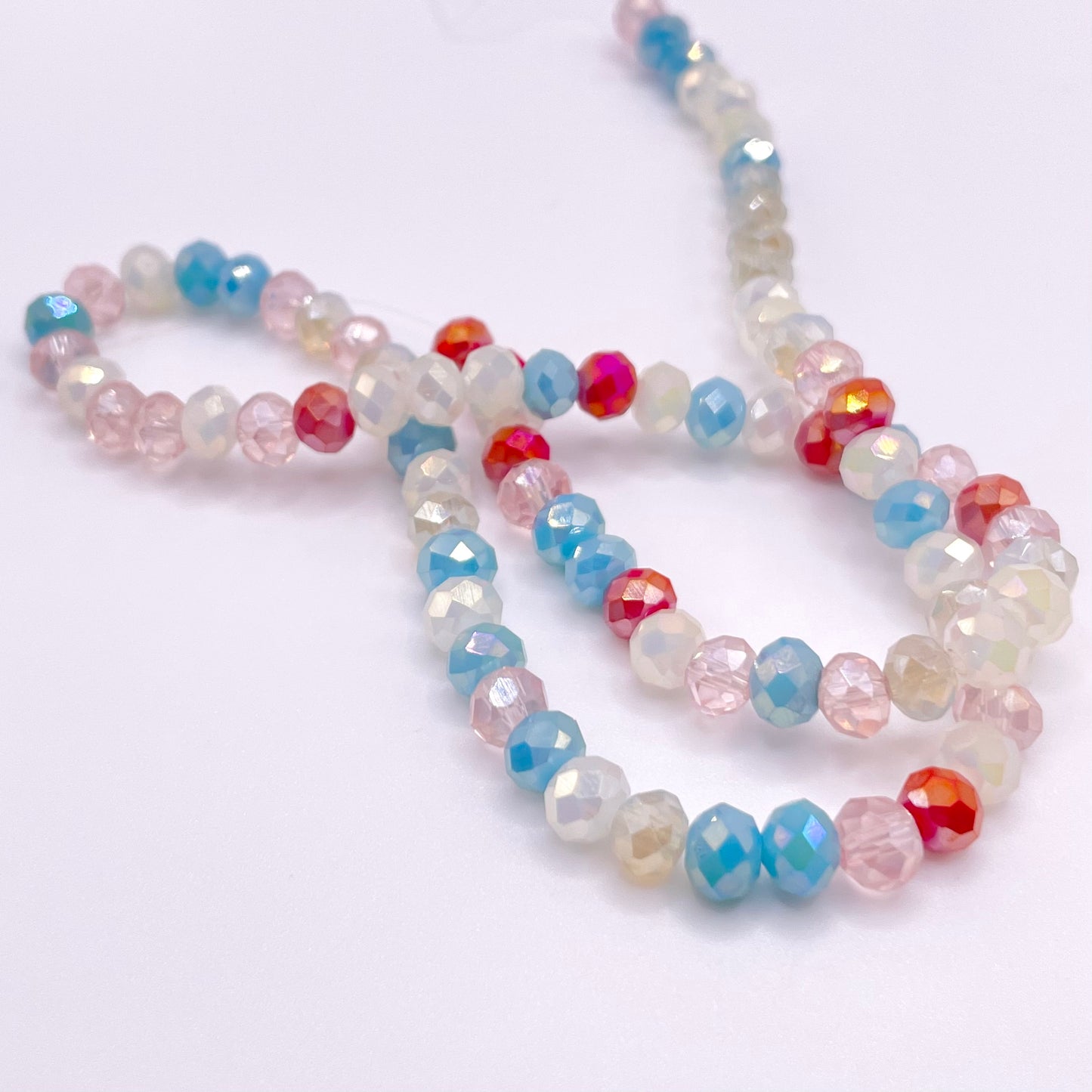 Pastel Multicolor Glass Rondelle Beads 4mm 6mm