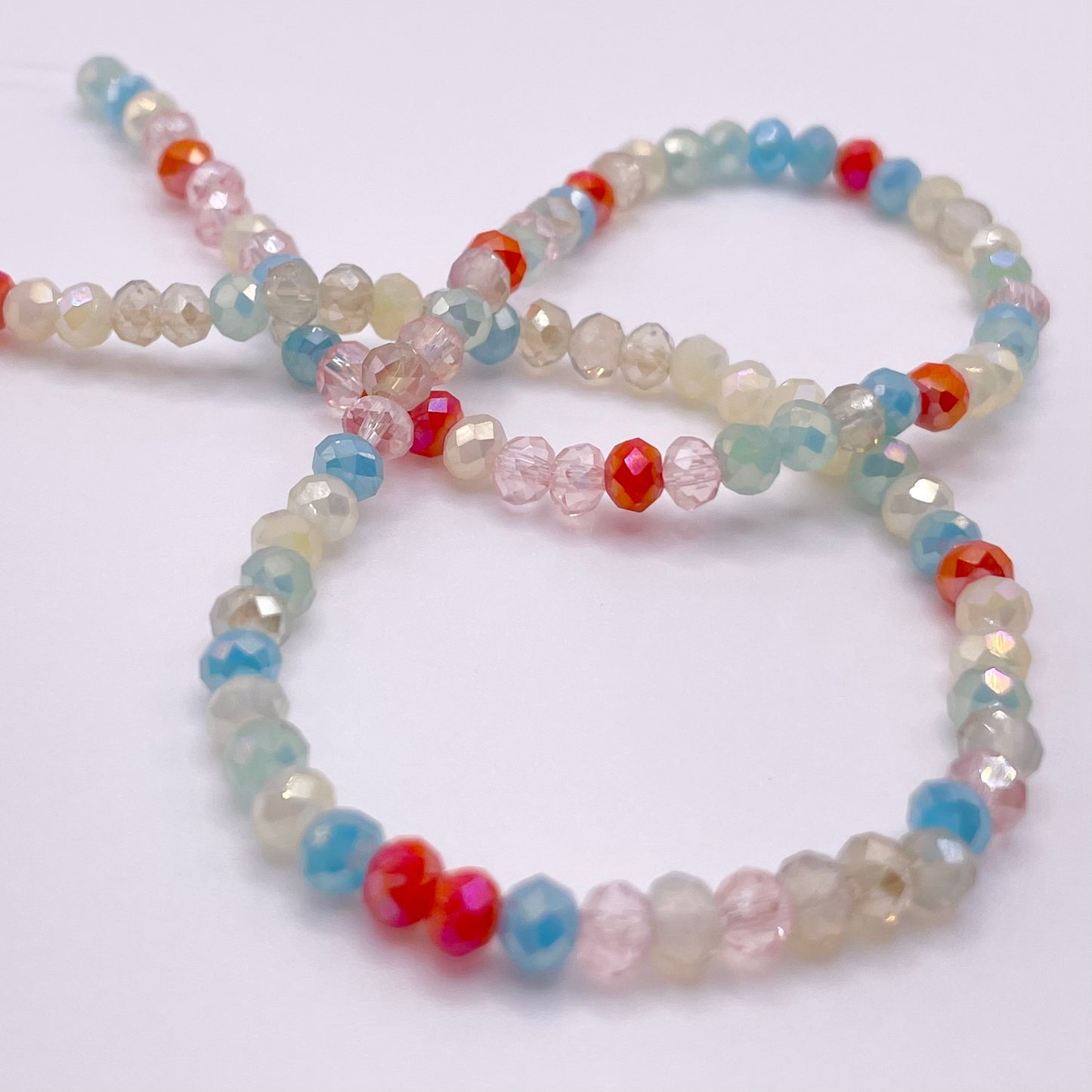 Pastel Multicolor Glass Rondelle Beads 4mm 6mm