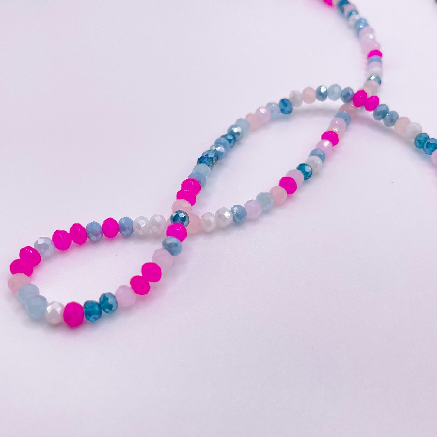 Pink & Blue Glass Rondelle Beads 3mm 4mm 6mm