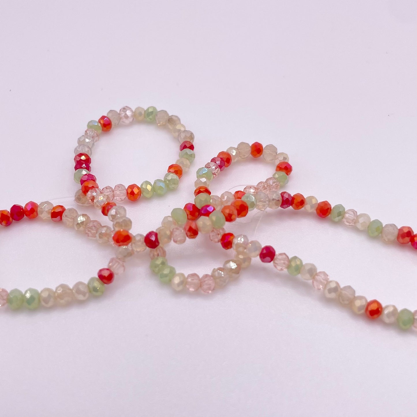 Green & Orange Glass Rondelle Beads 4mm 6mm