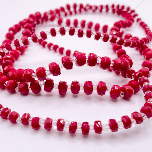 Red Color Glass Rondelle Beads 6mm 8mm