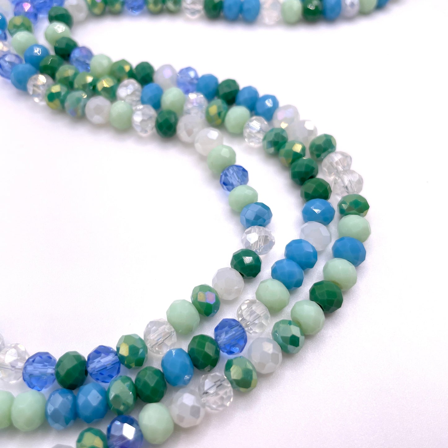 Shades of Blue & Green Glass Rondelle Beads 6mm