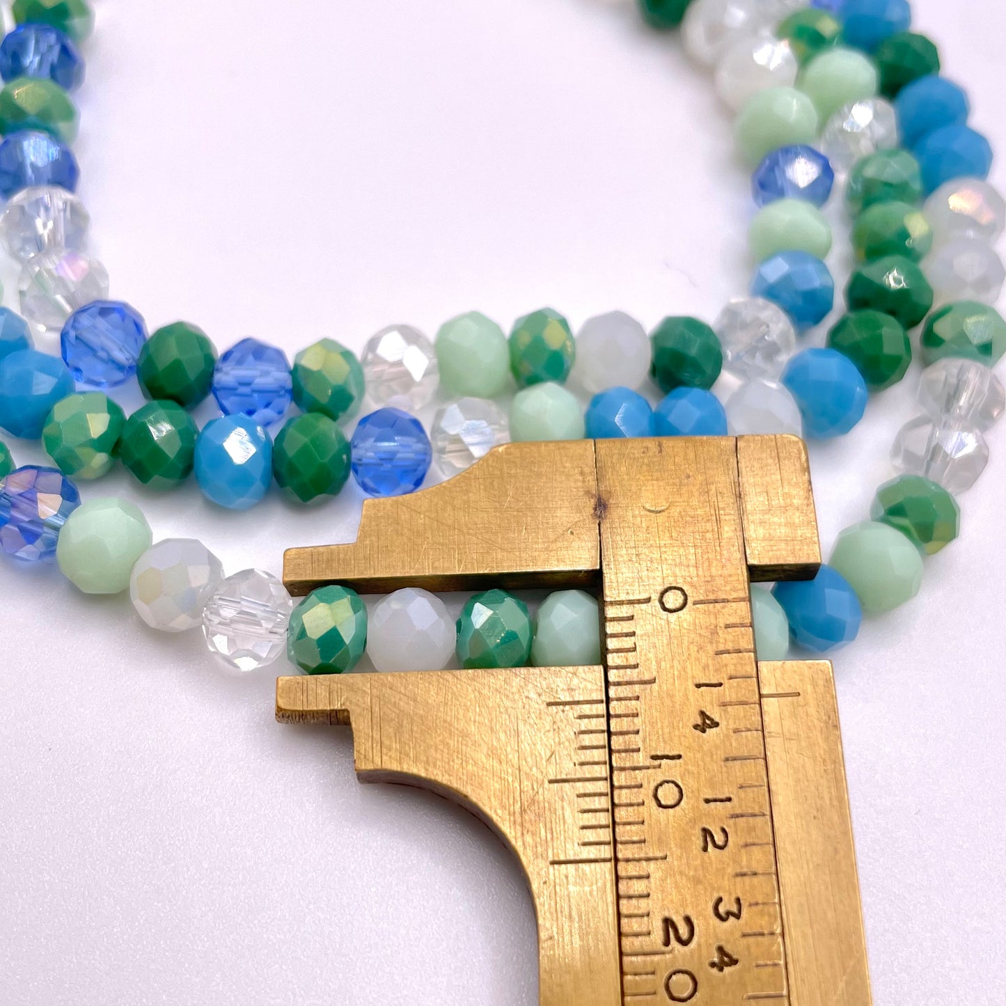 Shades of Blue & Green Glass Rondelle Beads 6mm