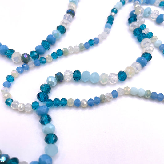 Shades of Blue Glass Rondelle Beads 4mm 6mm