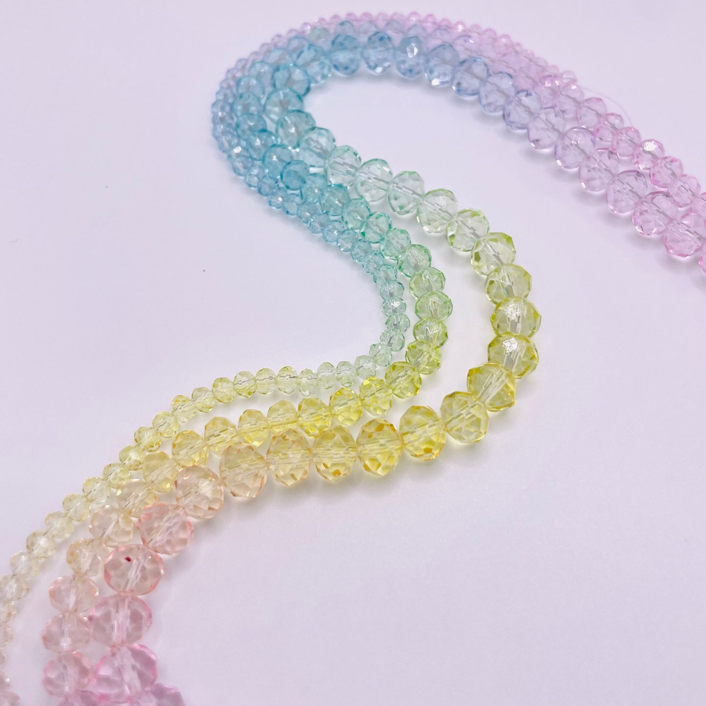 Pastel Rainbow Colors Ombre Effect Glass Rondelle Beads 4mm 6mm 8mm