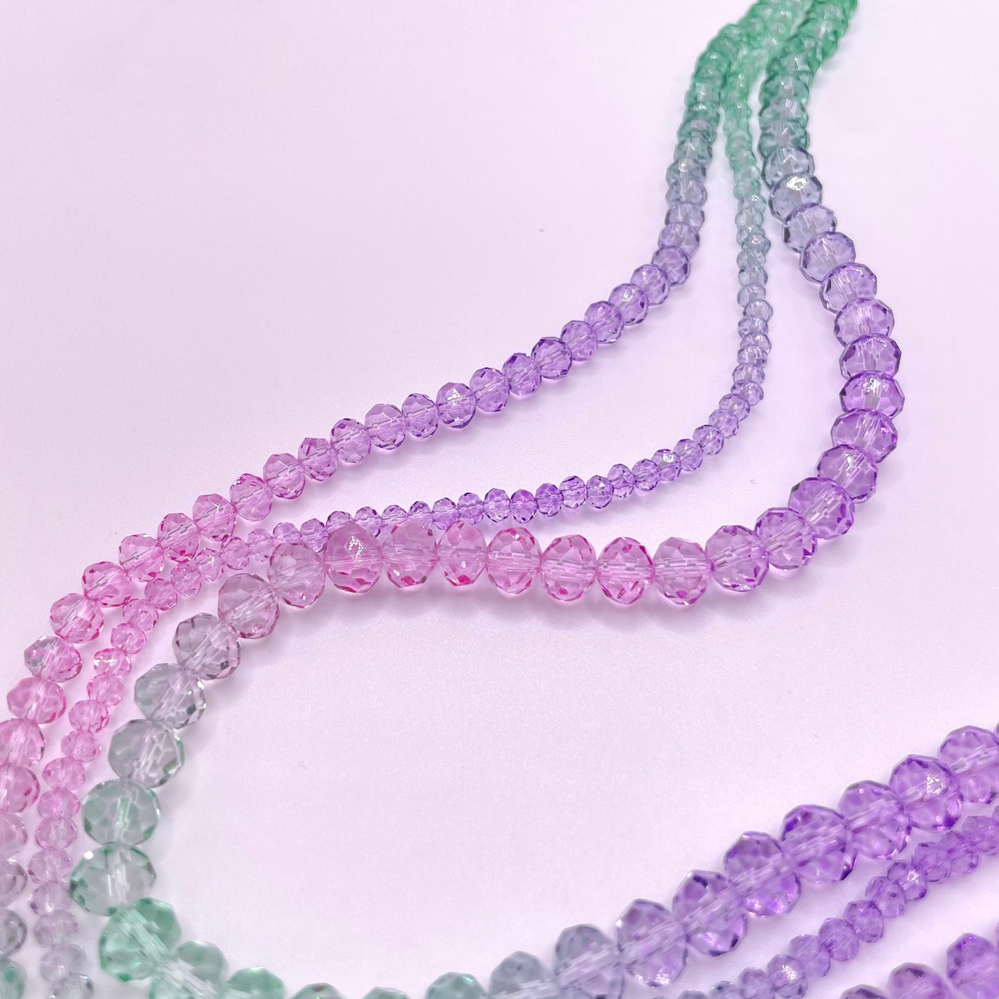 Pink Purple & Green Ombre Effect Glass Rondelle Beads 4mm 6mm 8mm