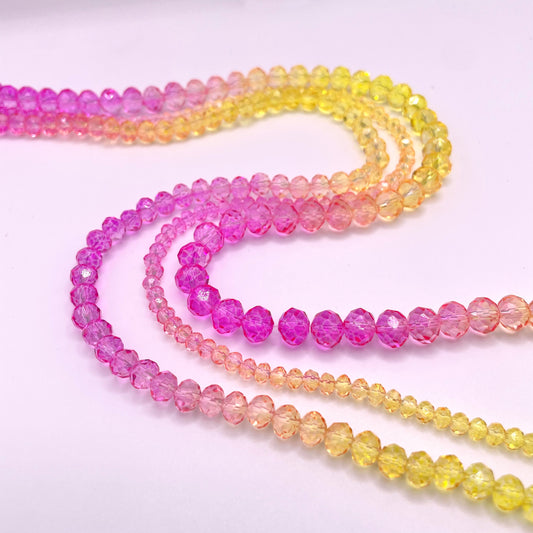 Barbie Colors Pink & Yellow Ombre Effect Glass Rondelle Beads 4mm 6mm 8mm