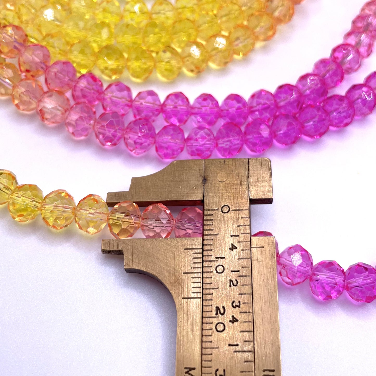 Barbie Colors Pink & Yellow Ombre Effect Glass Rondelle Beads 4mm 6mm 8mm