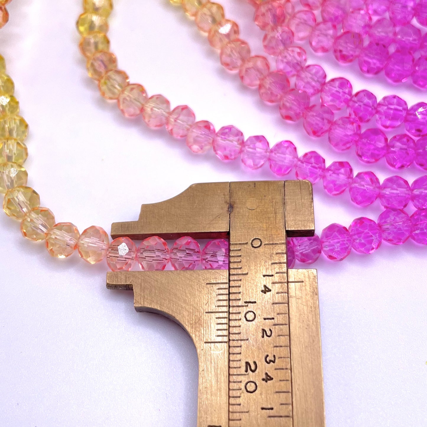 Barbie Colors Pink & Yellow Ombre Effect Glass Rondelle Beads 4mm 6mm 8mm