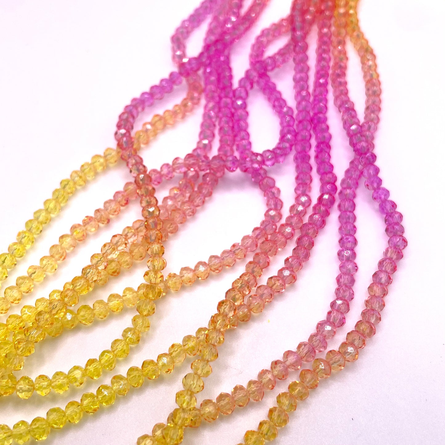 Barbie Colors Pink & Yellow Ombre Effect Glass Rondelle Beads 4mm 6mm 8mm