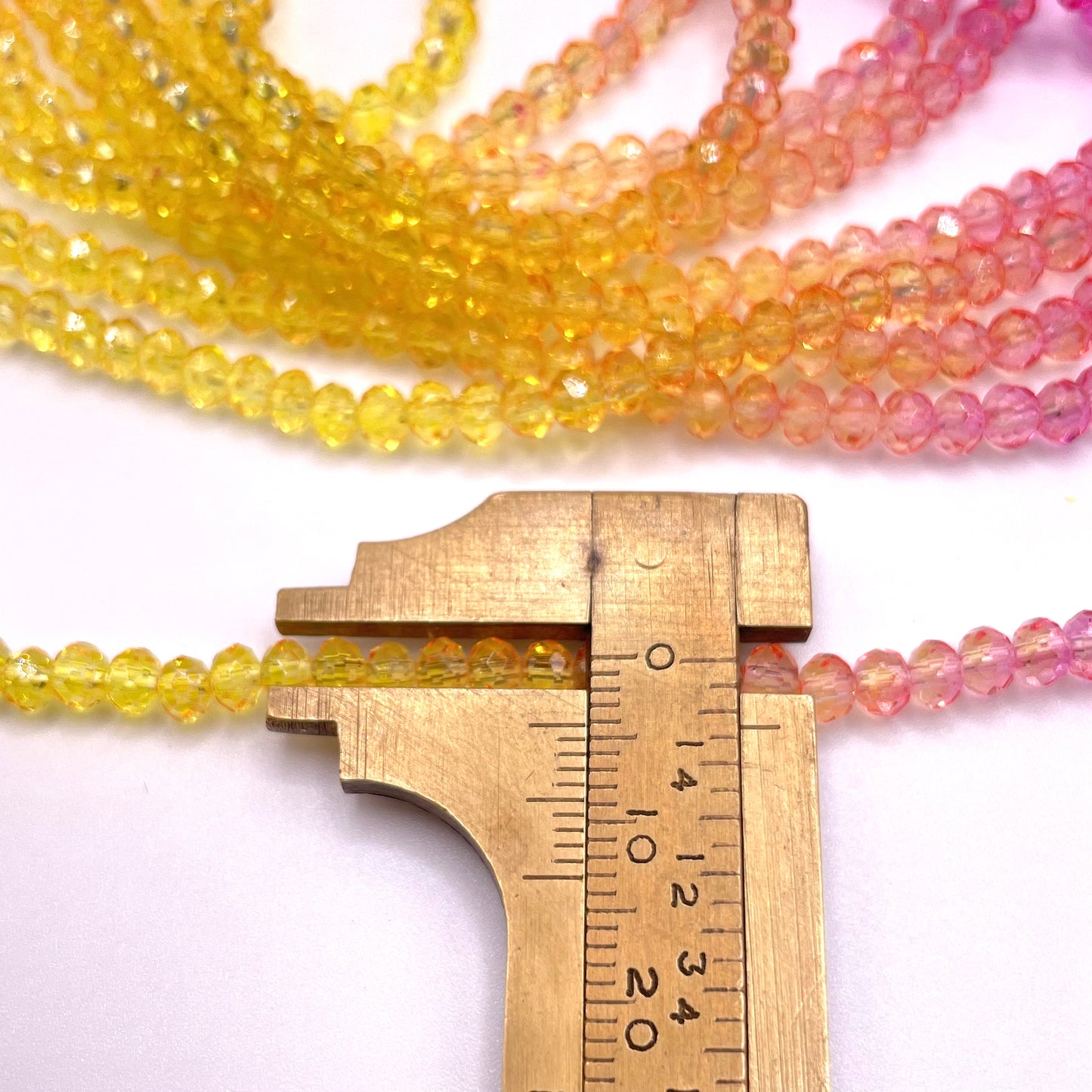 Barbie Colors Pink & Yellow Ombre Effect Glass Rondelle Beads 4mm 6mm 8mm