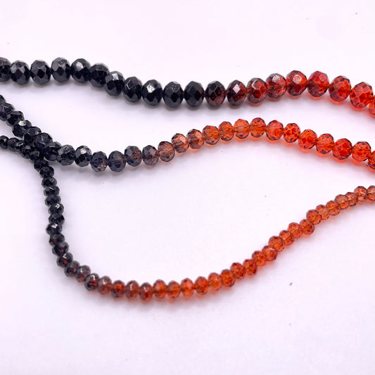 Black & Orange Ombre Effect Glass Rondelle Beads 4mm 6mm 8mm