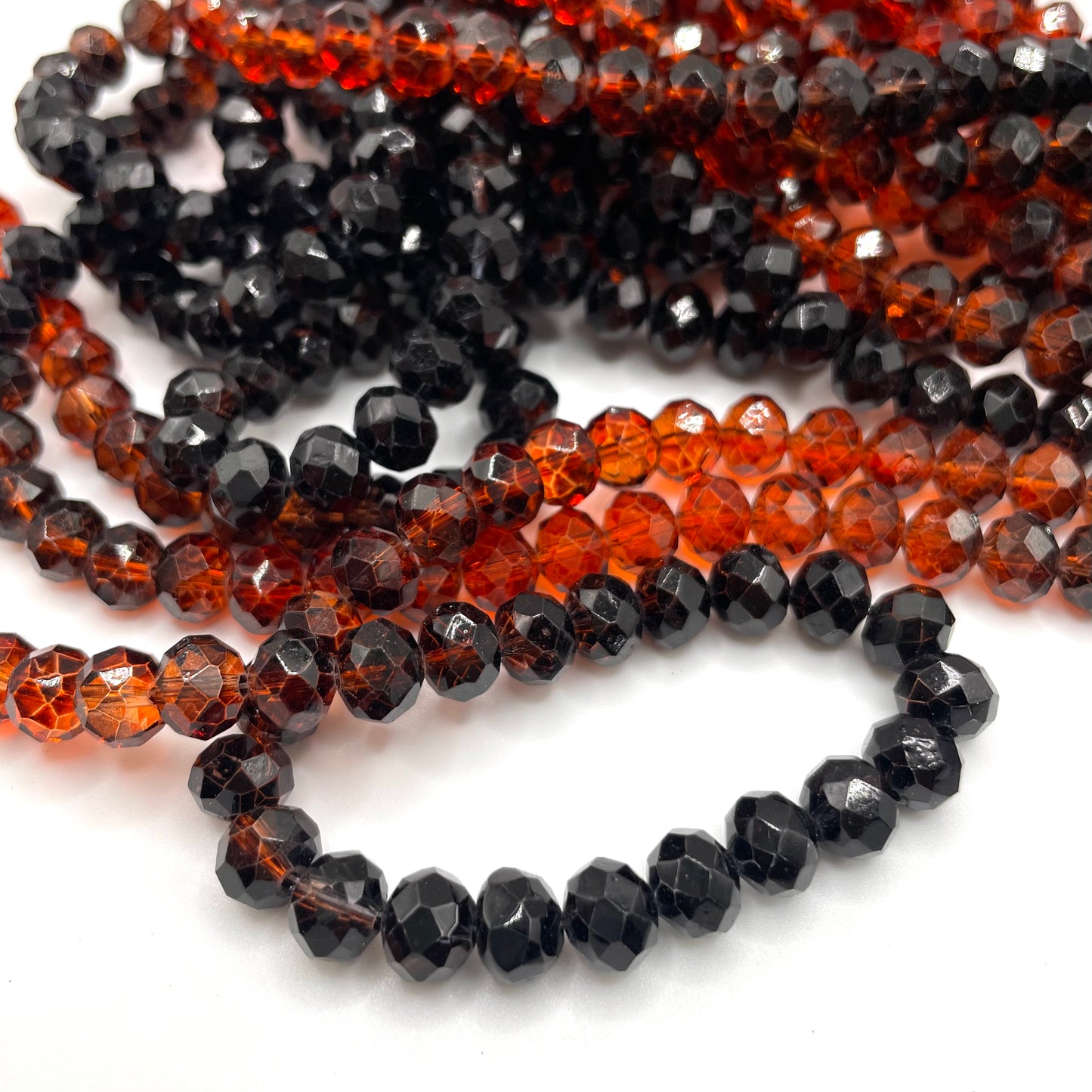 Black & Orange Ombre Effect Glass Rondelle Beads 4mm 6mm 8mm