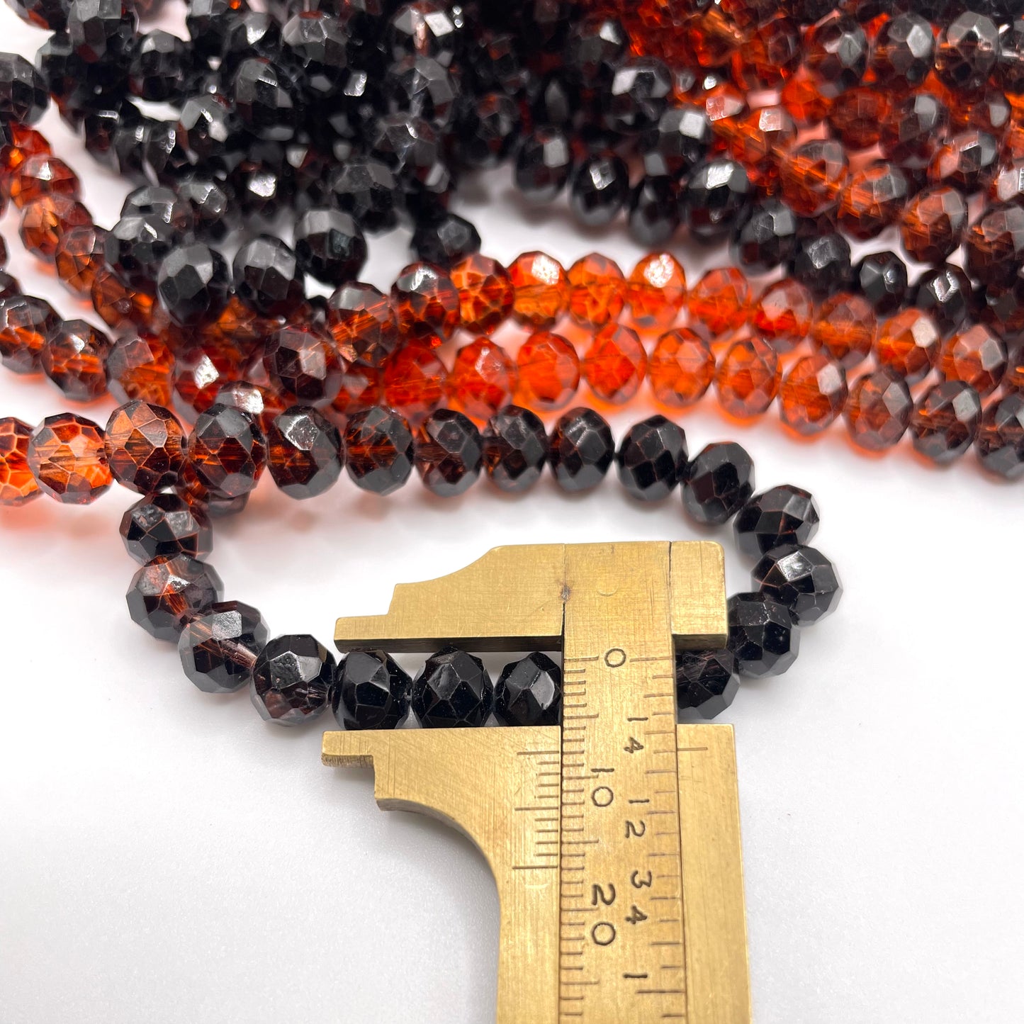 Black & Orange Ombre Effect Glass Rondelle Beads 4mm 6mm 8mm