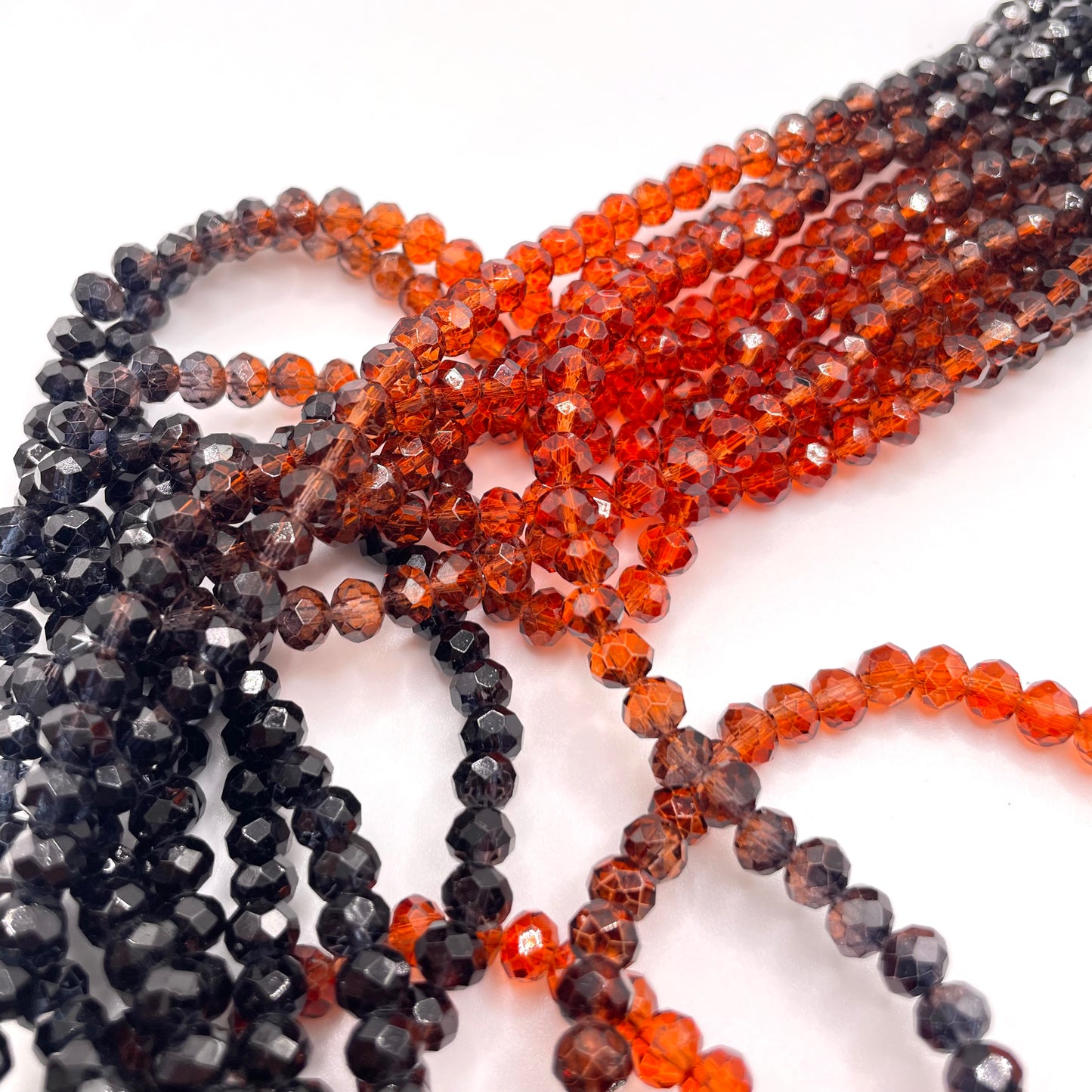 Black & Orange Ombre Effect Glass Rondelle Beads 4mm 6mm 8mm