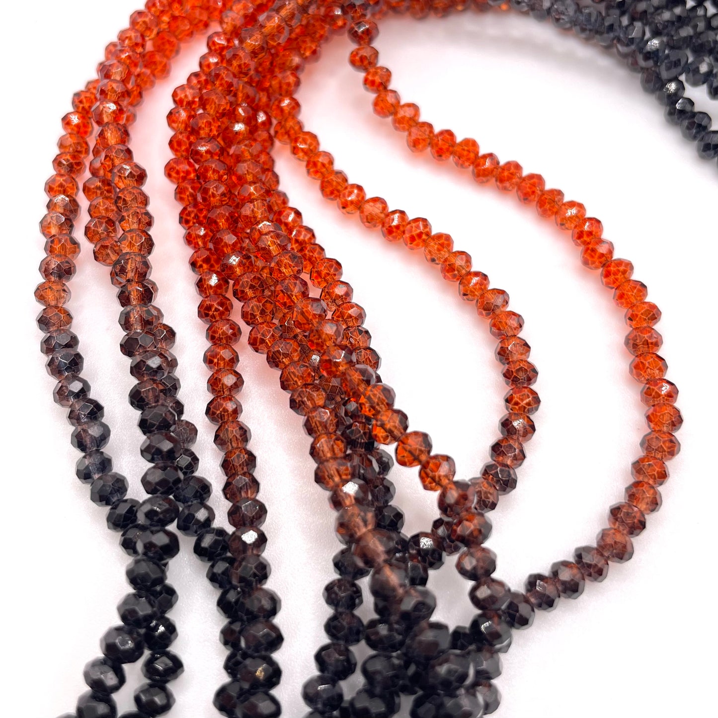 Black & Orange Ombre Effect Glass Rondelle Beads 4mm 6mm 8mm