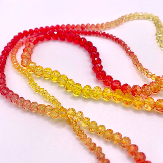 Fire Colors Ombre Effect Glass Rondelle Beads 4mm 6mm 8mm