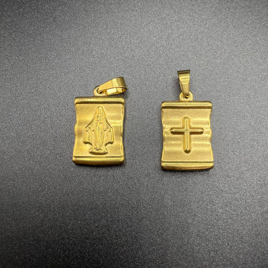 Stainless Steel Double Face Scapular Pedant