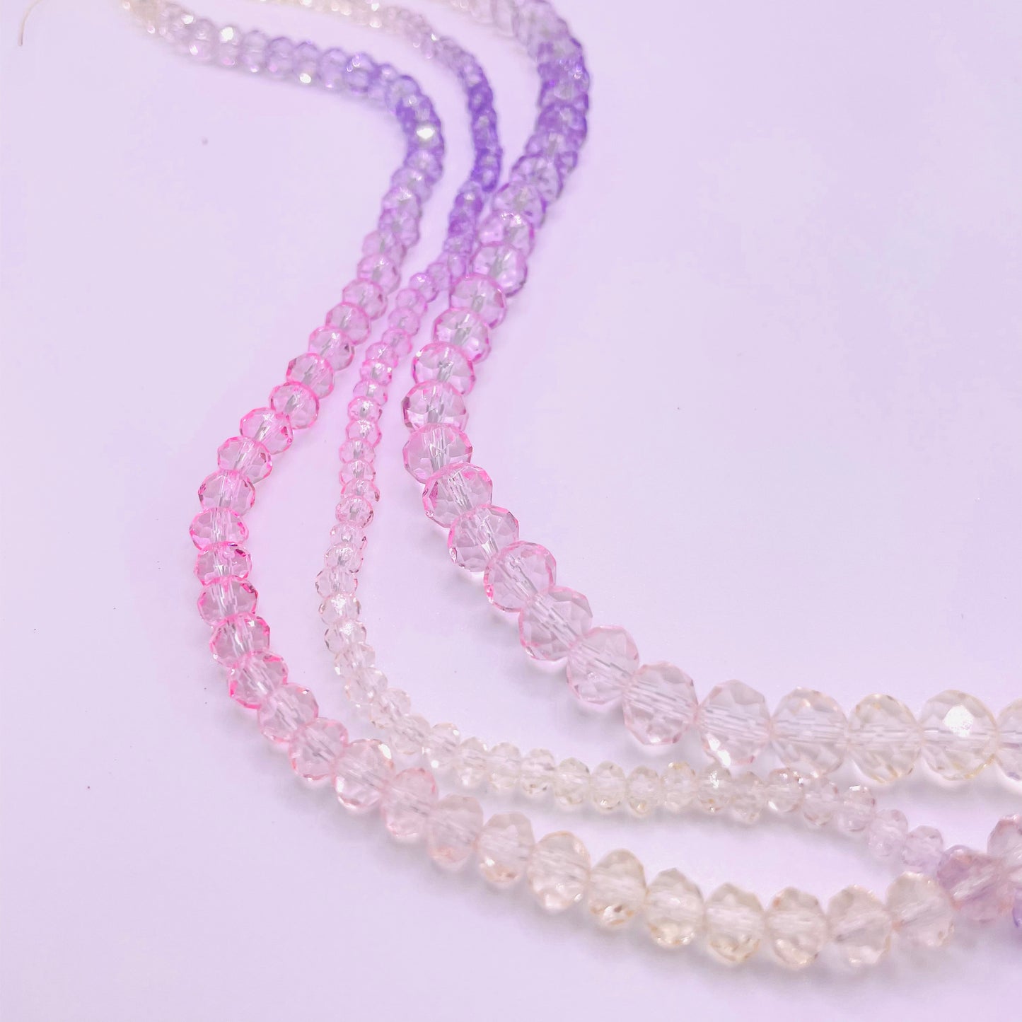 Pink & Purple Ombre Effect Glass Rondelle Beads 4mm 6mm 8mm